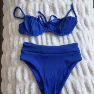 Kulani Kinis Royal Blue Ribbed Bikini Set